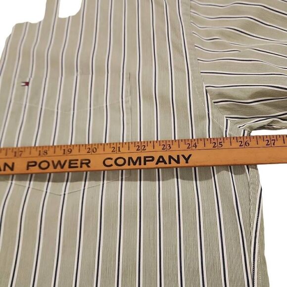 Tommy Hilfiger Men's Green Striped 80's 2 Ply Fabric Button Down Shirt Size XXL - Picture 12 of 15